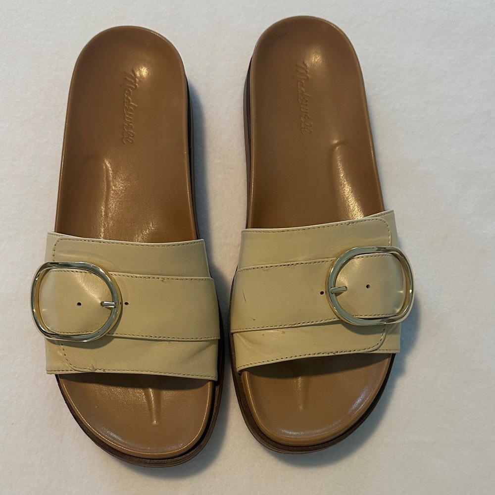 Madewell Women's Off White Slide Sandals with Buckle